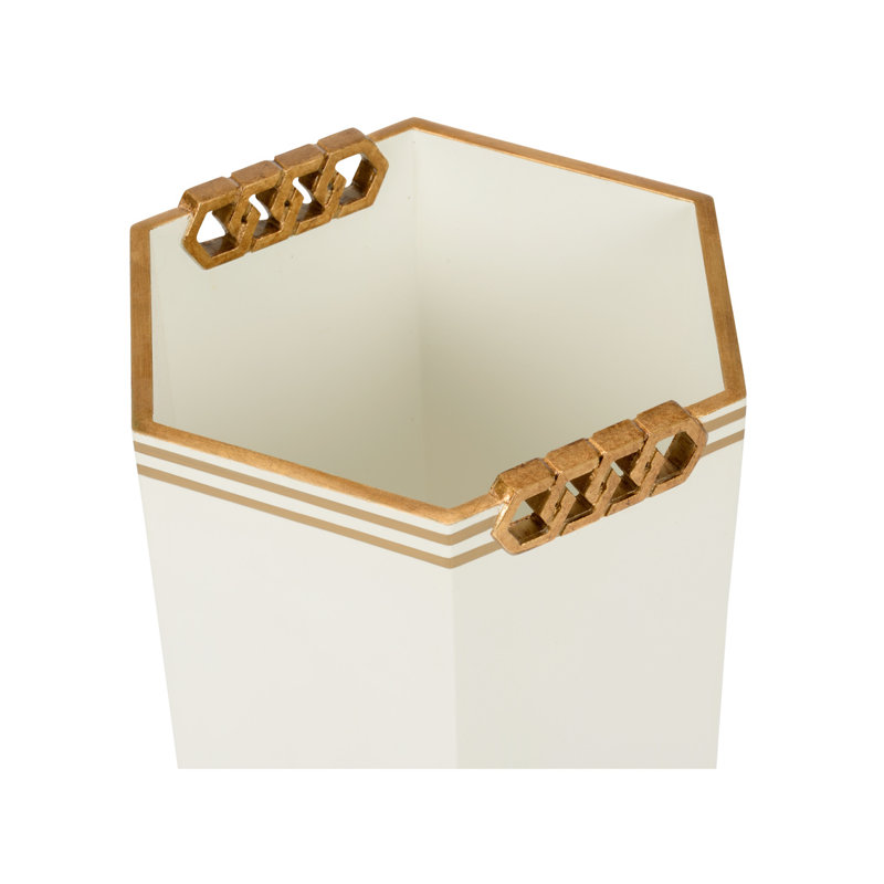 Oliver 3 Gallons Waste Bin, White/Gold