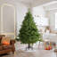Arbre de Noël de 7 pi en polyéthylène non éclairé avec support en métal pliable et branches articulées-2116585978-2116585979