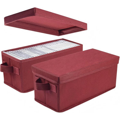 Boîte de rangement pour CD - Ensemble de 2 étuis pour CD, en tissu non tissé rigide, pouvant contenir 60 CD en boîtier cristal, 120 CD en boîtier mince ou 330 CD sous pochette.