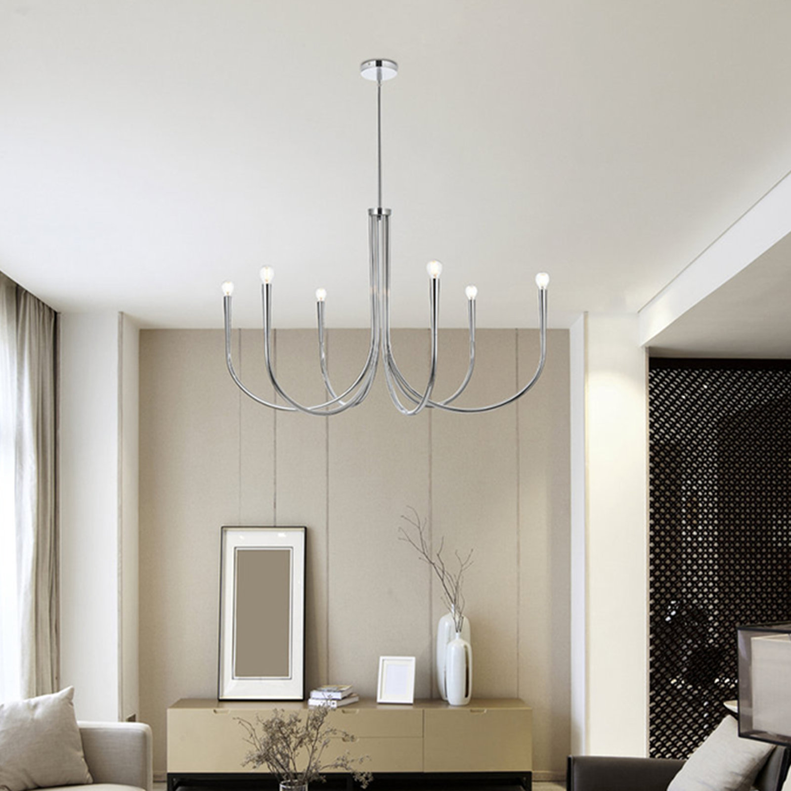 Catalena 6-Light Chandelier, 25.6" H x 42" W x 42" D, Chrome