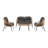 Pine Modern 4-Person Patio Conversation Set with Polyester Cushions and Coffee Table in Gray-859948858