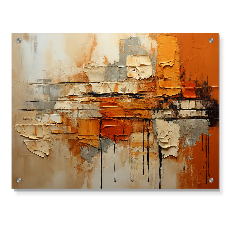 Impressions III - Collages abstraits, acrylique, décoration murale, H 30 po x l 40 po
