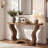 55.12" Solid Wood Console Table With Artistic Wave-Shaped Base