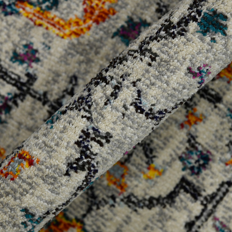 Uptown Bohemian Ivory & Yellow 8'10"x11'10" Synthetic Area Rug