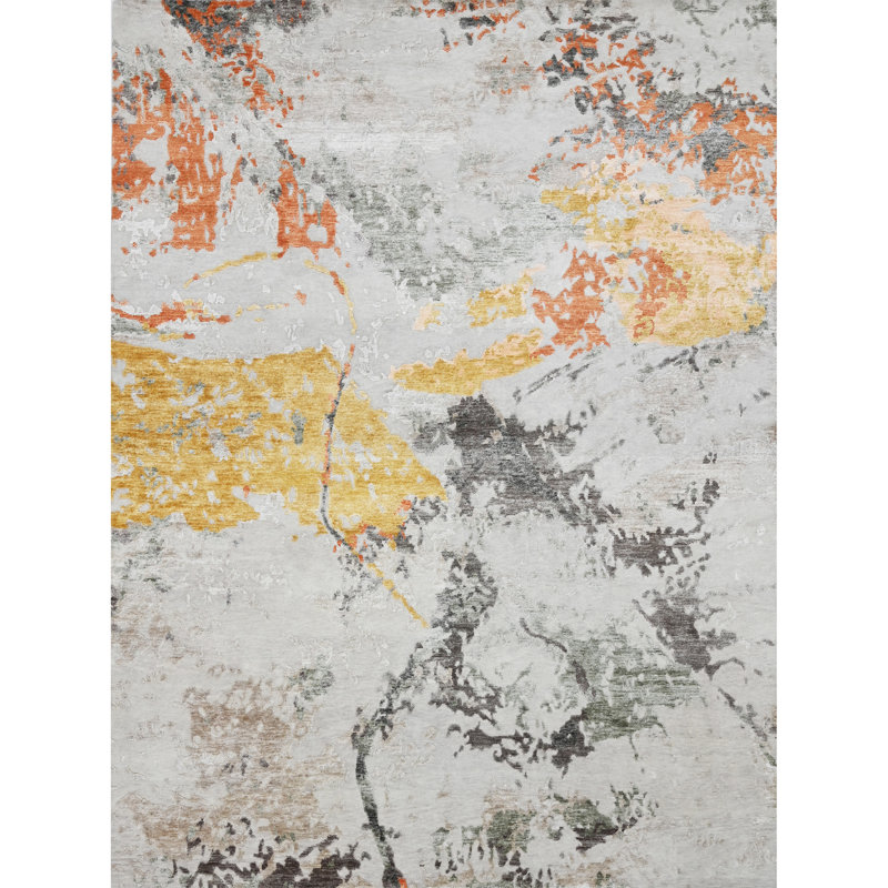 High-Quality Hand-Knotted Natural And Multi Area Rug, Rectangle 5' x 8'