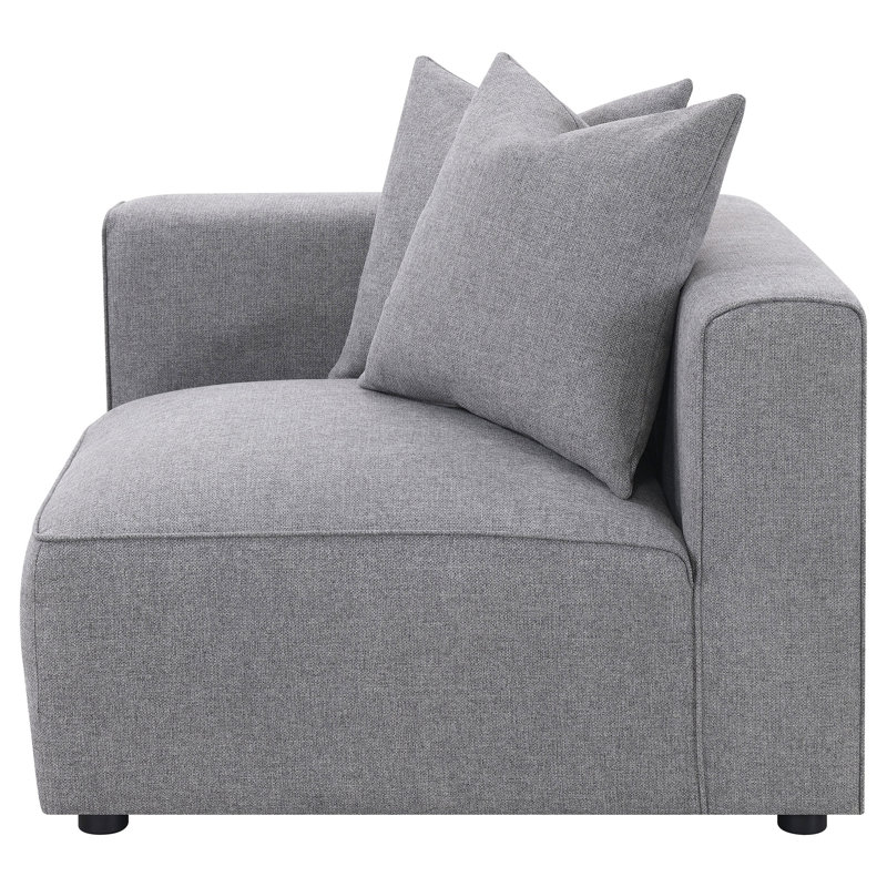 Fauteuil d'angle gris avec coussin - idéal pour les salons principaux dans les maisons, sièges modulaires et flexibles, marques ornementales à dossier et siège serrés, sièges confortables, dispositifs antidérapants,