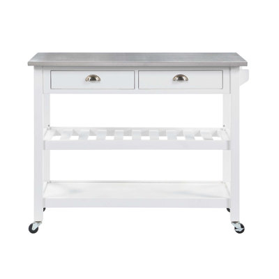 Carbin 45" Stainless Steel Kitchen Cart with Drawers
