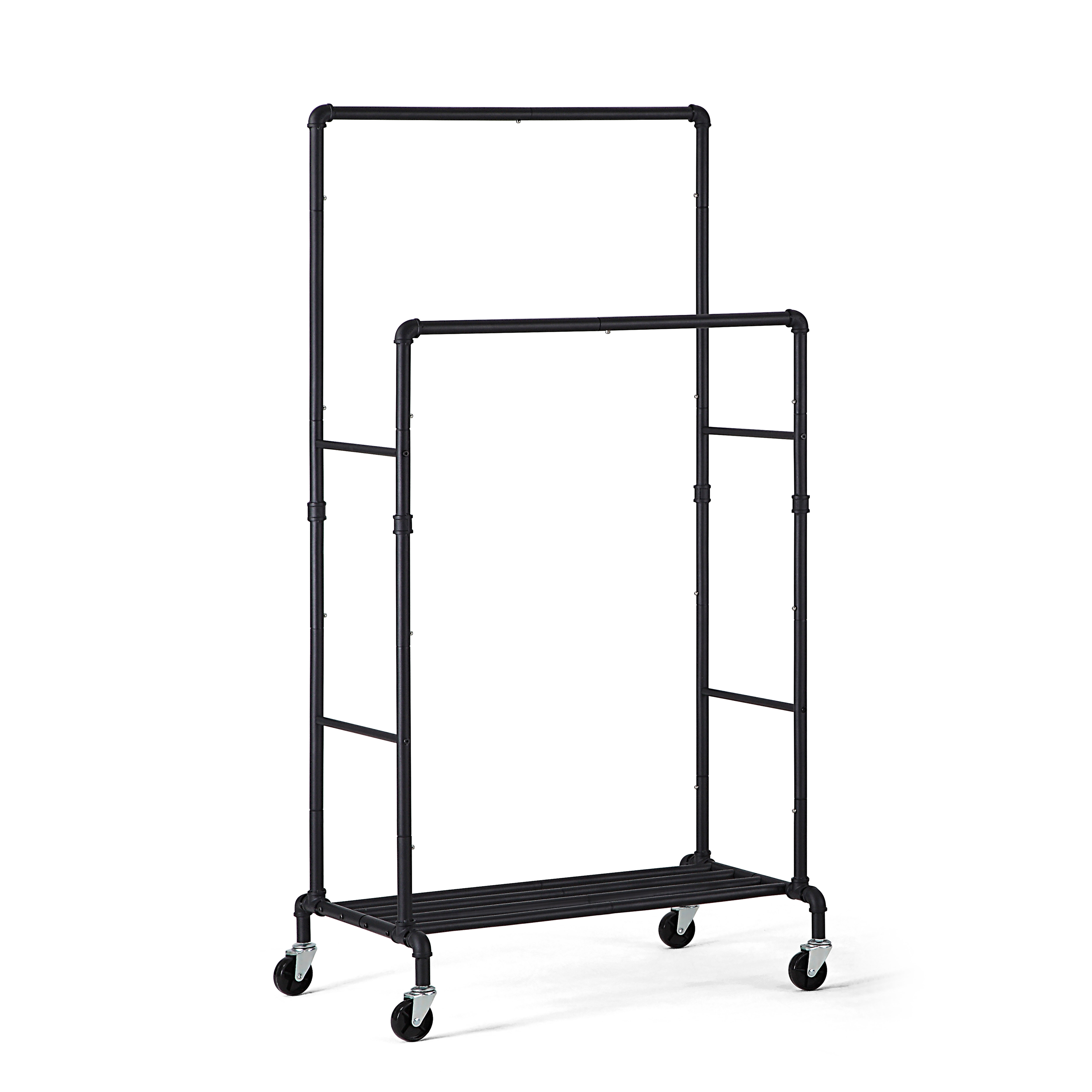 Rebrilliant Double Rack Industrial Loft Style Rolling Garment Rack ...