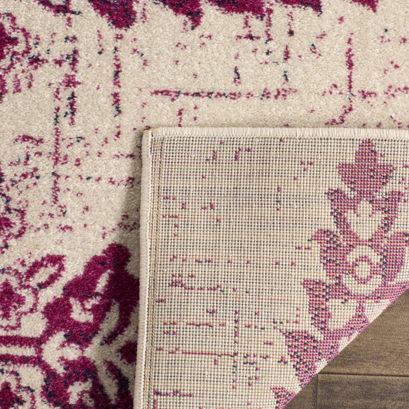 Annette Floral Ivory/Fuchsia Area Rug, Rectangle 3' x 5'