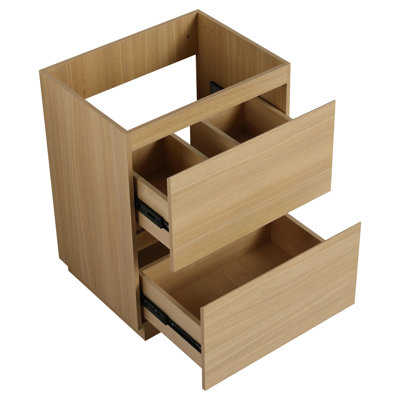 Meuble-lavabo 24 po avec tiroir double - Design intrigant en bois d'ingénierie pour un décor enchanteur