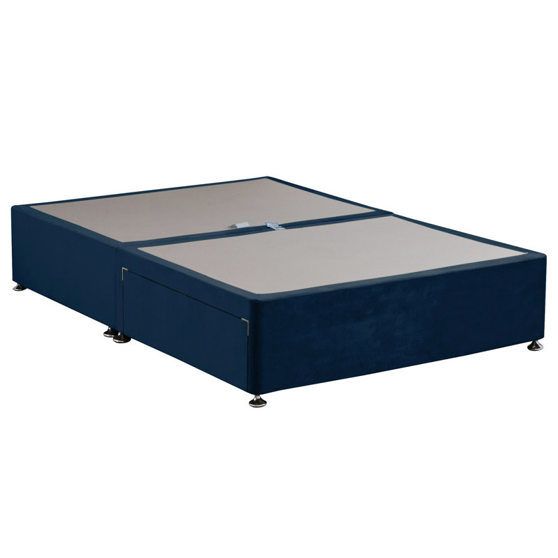Riviere Divan Bed Base, Plush Navy, Double (4'6), 2 Drawer Divan Base