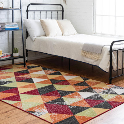 Tapis vert / rouge / gris Argyle