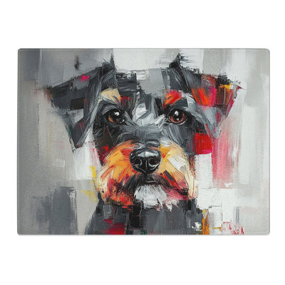 Schnauzer Graphic Dog  Glass Chopping Board