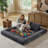Frameless Boneless Sofa‑Bed Split‑Back Convertible Queen‑Size Sleeper Compressed Chenille Foam Couch No Assembly-584228869