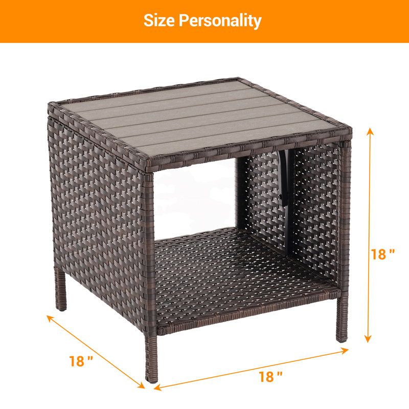 Kamario Square Outdoor Side Table , 18.11 " W 18.11 " D, Brown