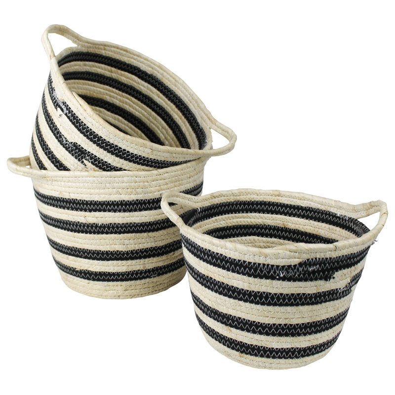 Ensemble de paniers rayés noir et blanc