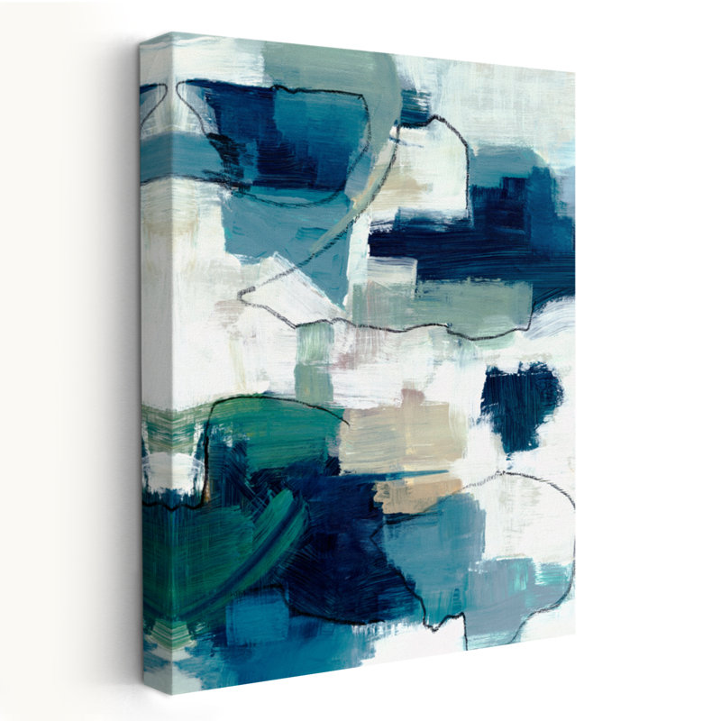 Sapphire Dreams moderne abstrait peinture bleue moderne vert, H 36 po x l 24 po