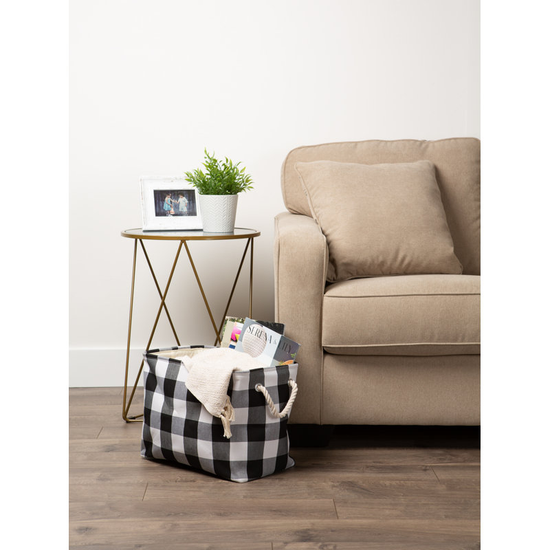 Bac en tissu Coleto Buffalo Check, Noir / Blanc, H 12 po x l 10 po x P 16 po