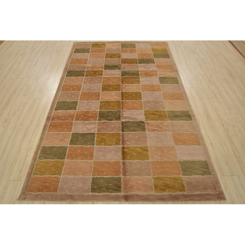 Tapis contemporain en laine noué à la main 6 pi x 9 pi