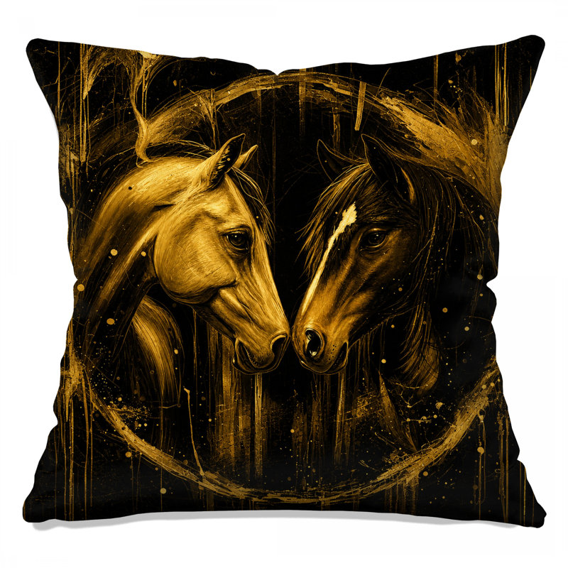 Two Horses Portrait Double Sided Throw Pillows, 20 x 20 inches
