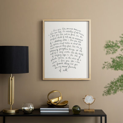 Lettre à un amoureux I, reproduction encadrée - bois massif
