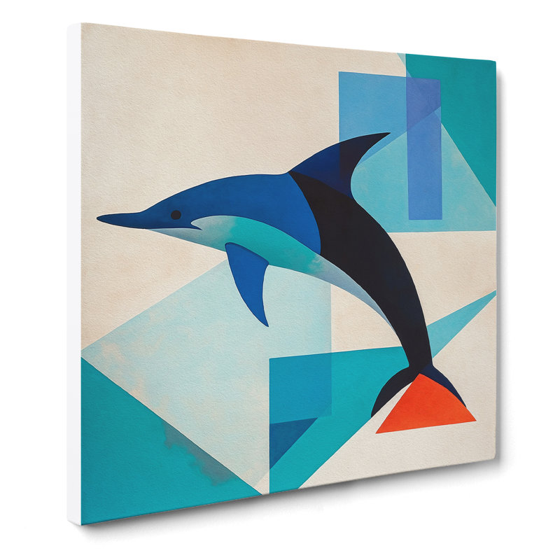 Dolphin Suprematism - Wrapped Canvas, 35cmH x 35cmW