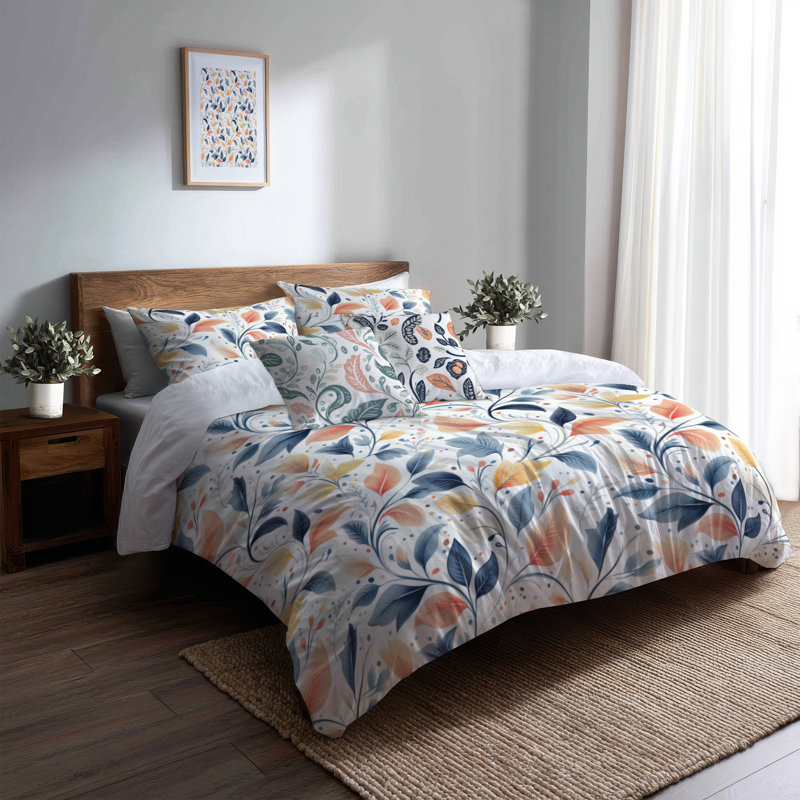 Ensemble de literie 5 pièces Boho - Housse de couette et coussin décoratif orange