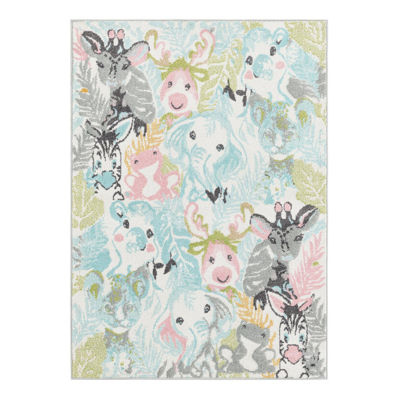 Unique Loom Peekaboo Whimsy Kids Rug, Rectangle 4'1" x 6'1"
