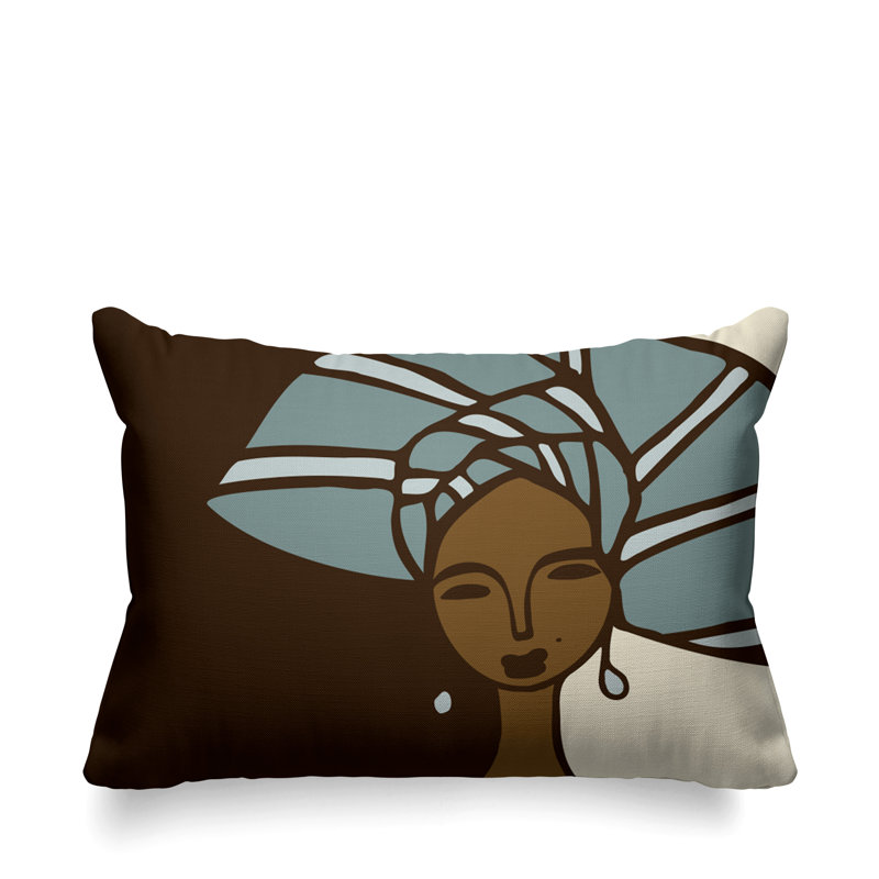 Housse et insert de coussin rectangulaire Abyoka Tribal, Bleu
