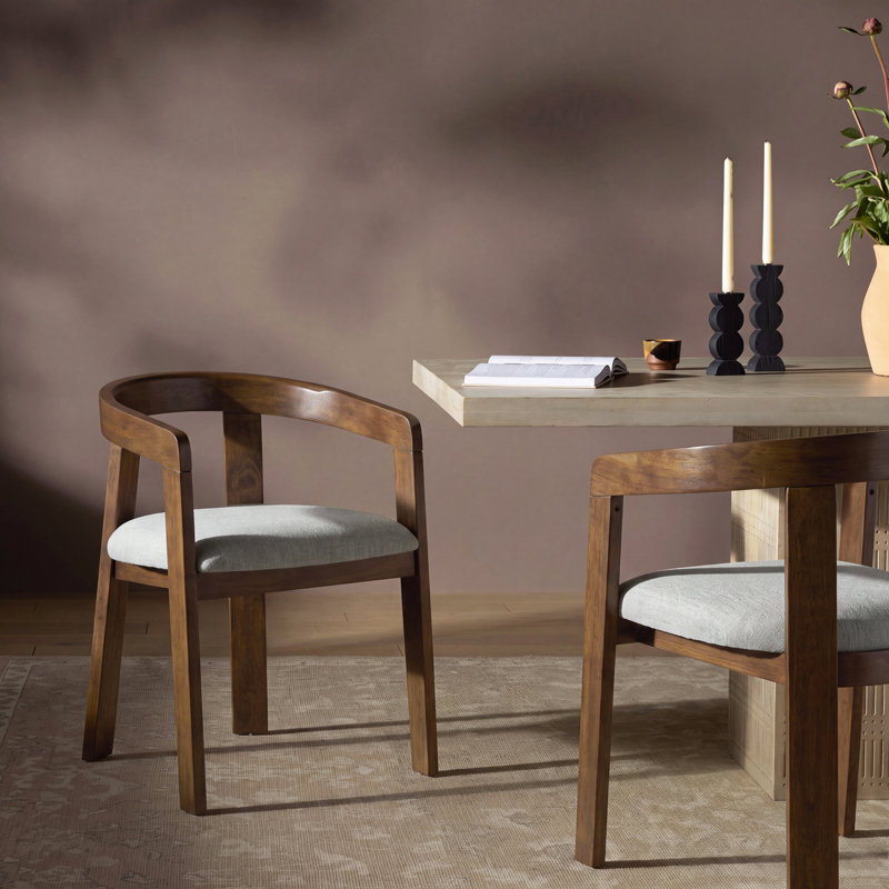 Ensemble de 2 chaises de salle à manger modernes, structure en bois d'hévéa, sièges rembourrés de forme cylindrique