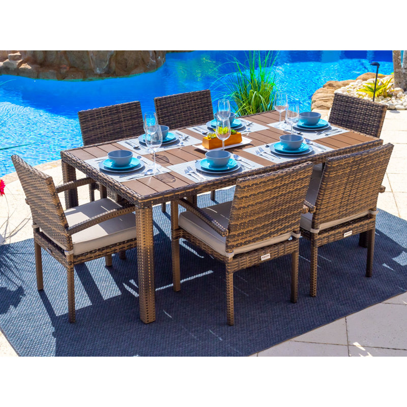 Ensemble de salle à manger 6 personnes avec coussins 69,5 po Sorrento, Sunbrella toscane