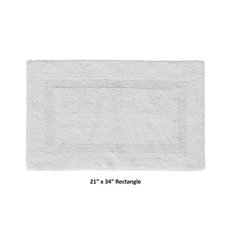 Rozanne Reversible Cotton Bath Rug, 21" x 34" Rectangle, White