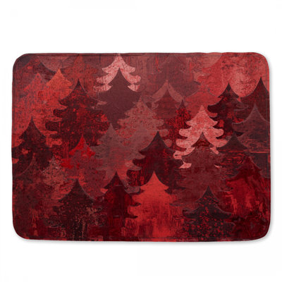 Red Christmas Trees Pattern Bath Mat