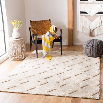 Highland Natural Fiber Hand Woven Jute/Cotton Geometric Rug in Ivory