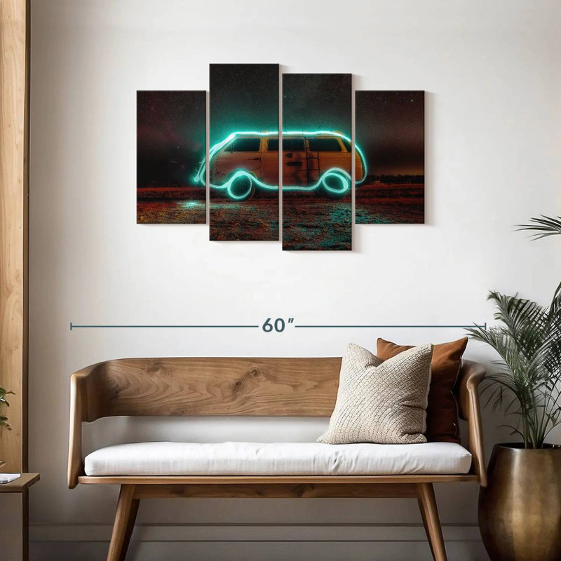 Mehar Neon Retro Van, 27" H x 43" W