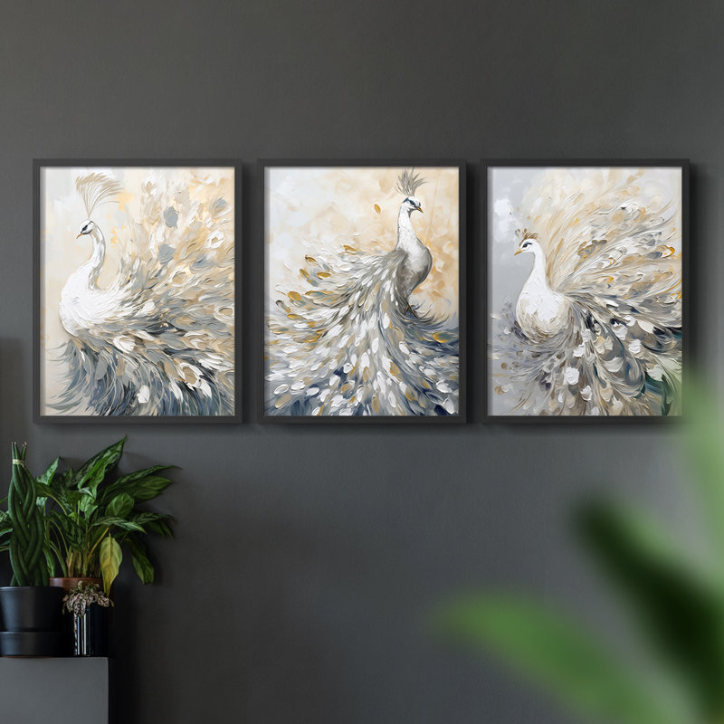 Ensemble de 3 estampes giclées encadrées - Prêt à accrocher, H 28 po x l 22 po, Noir, noir, noir, noir