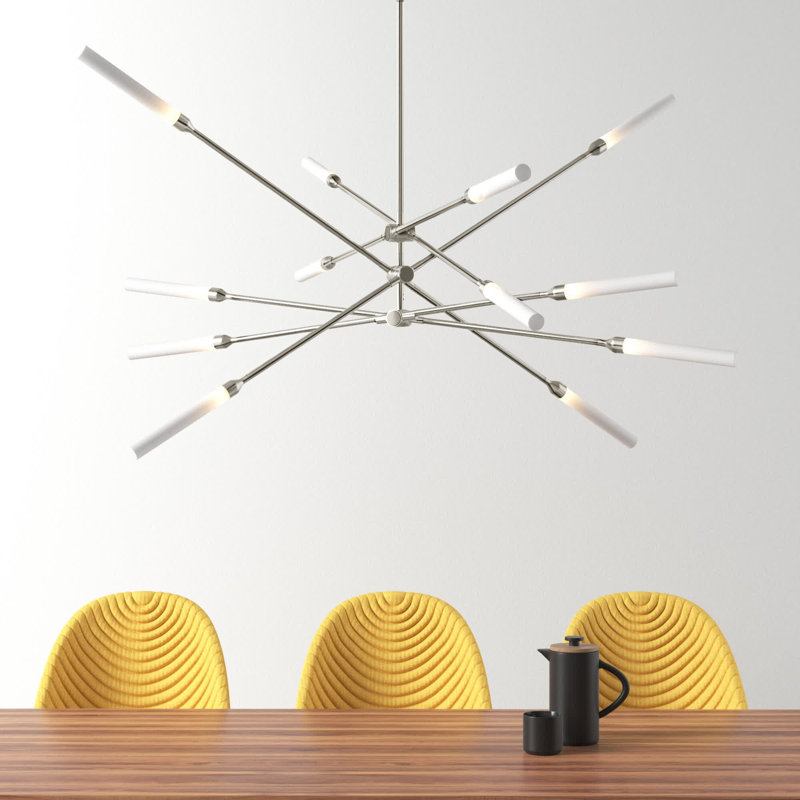Emory 12-Light Chandelier, Brushed Nickel, 57"H x 55"W x 55"D