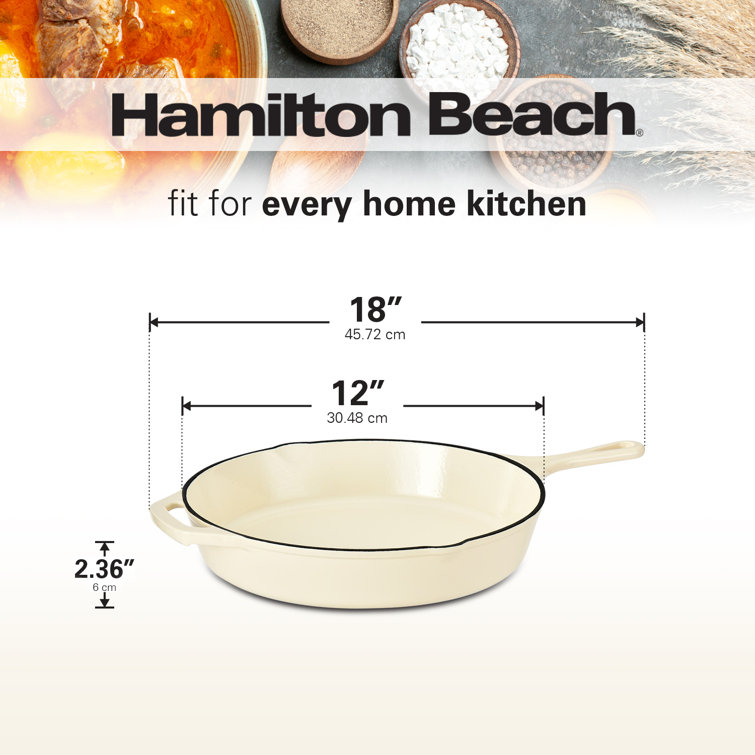Hamilton Beach Enameled Cast Iron Sauce Pan 2-Quart Gray, Cream Enamel  Coating