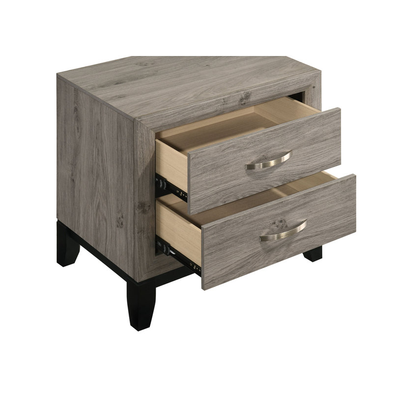 Ensemble de chambre à coucher grand lit quatre pièces Watson Taupe clair, Grand lit