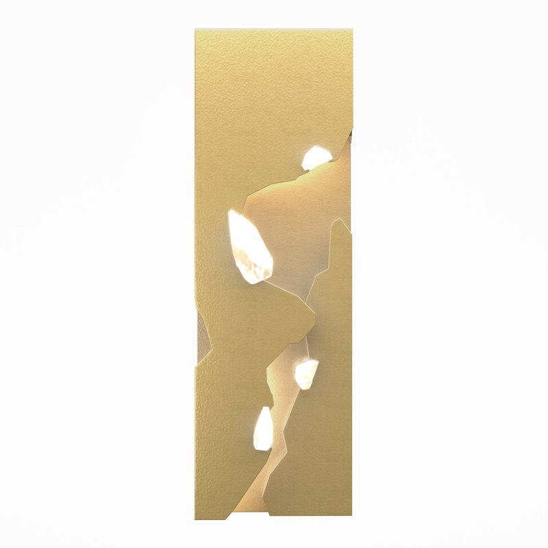 Trove 1 - Light LED Dimmable Flush Mounted Sconce, Modern Brass with Clear Crystal