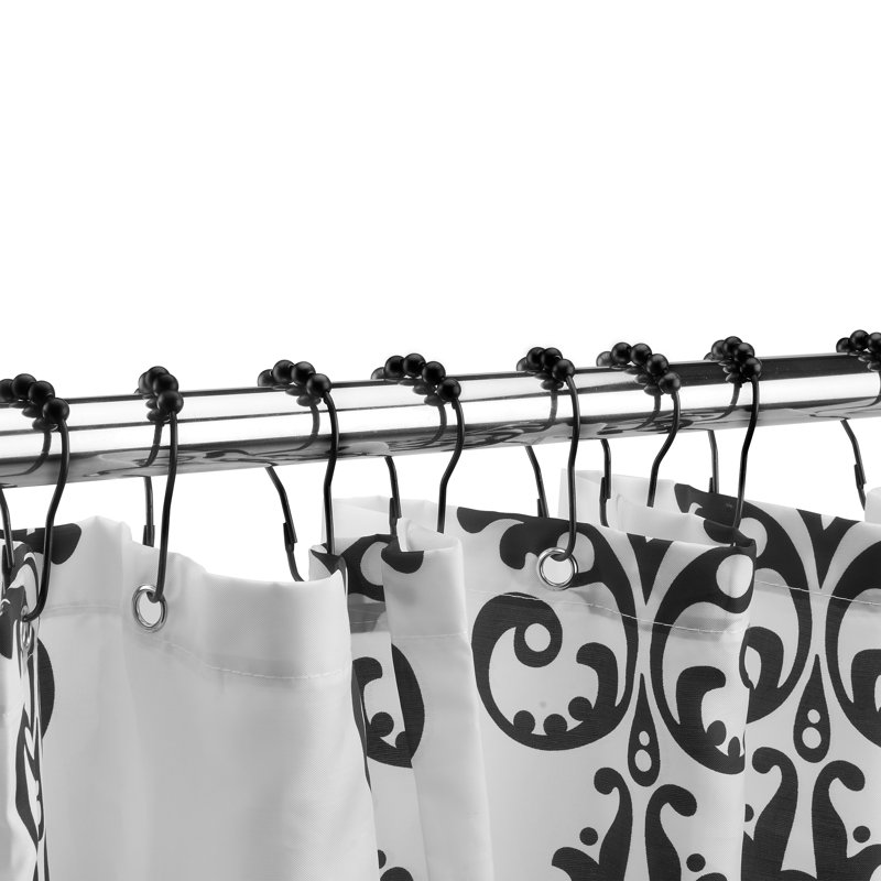 Matte Black Rust Resistant Metal Shower Curtain Hooks Set of 12