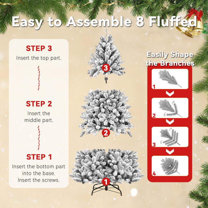 Décoration pour arbre de Noël à aiguilles rigides mélangées avec support, 7 tailles disponibles, H 7 pi 