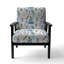 Fauteuil d'appoint rembourré à motif géométrique bleu et blanc