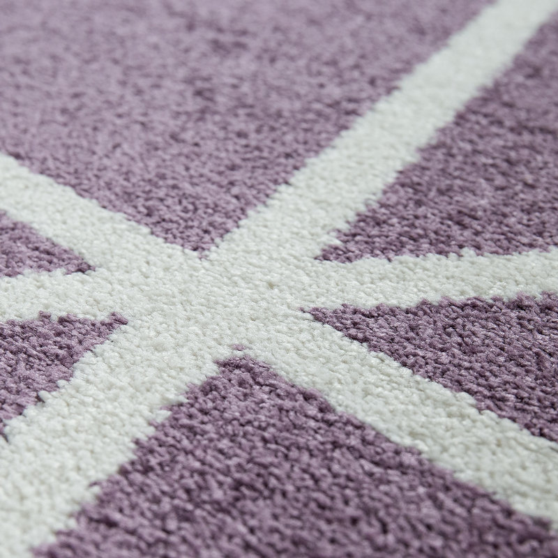 Tapis mauve à motif géométrique Dudley, Rectangle 2 pi x 3 pi 3 po