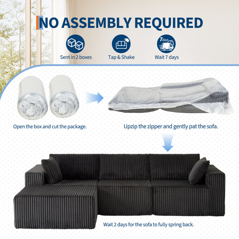 175cm Wide Rectangle Loveseat, Grey