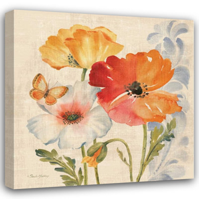  Gladding, Pamela Gallery Wrapped Canvas Art Titled: Watercolor Poppies Multi II