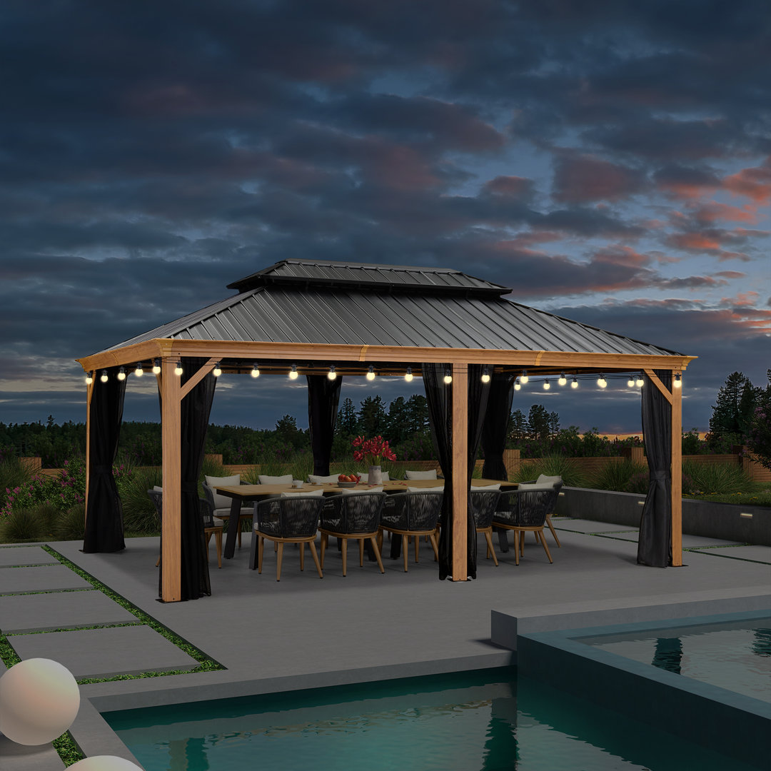 18 Ft. W x 12 Ft. D Aluminum Patio Gazebo Purple Leaf