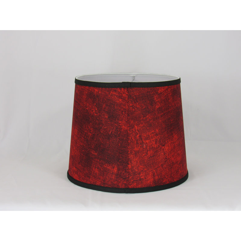 Abat-jour tambour en coton noir (araignée), H 12 po x l 16 po x P 16 po, Rouge / Noir