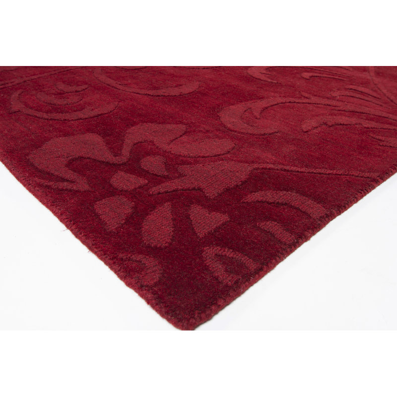Tapis rouge cerise en laine touffeté à la main Doraville Authentic, Rectangle 6 pi x 9 pi