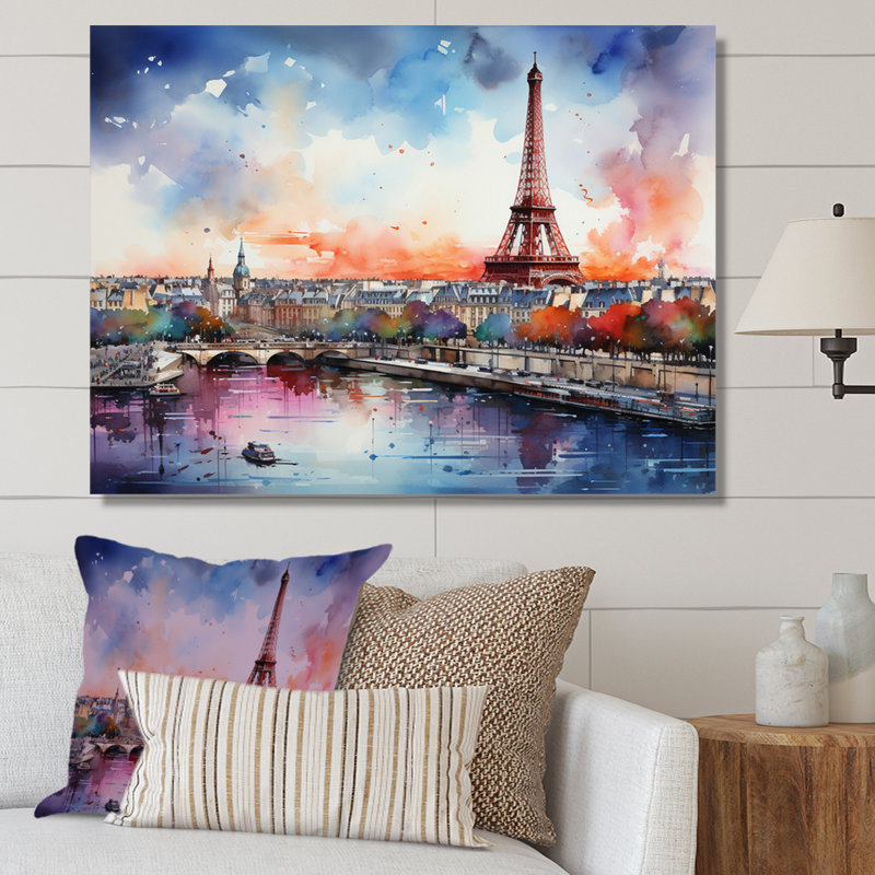 «Paris Cityscape Eiffel Tower in Spring I», reproduction sur toile, 34" H x 44" W, Toile tendue